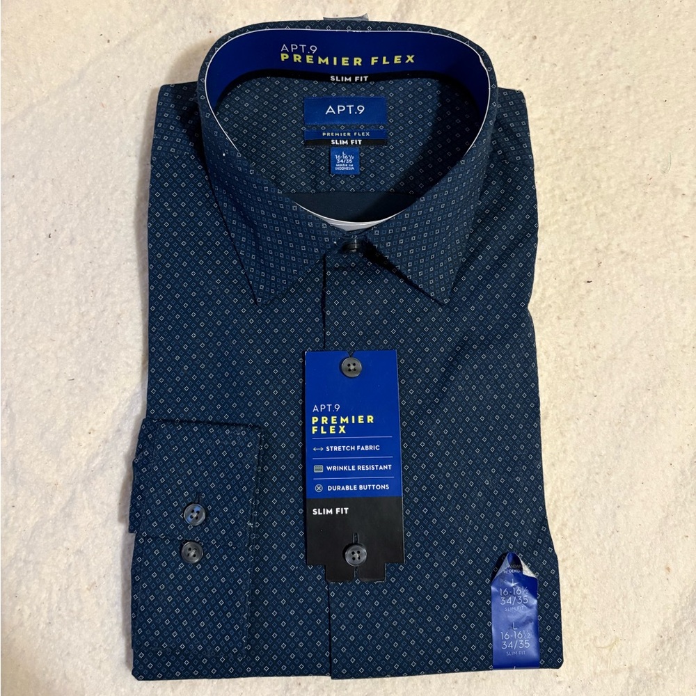 Apt. 9 Men's Navy Patterned Dress Shirt